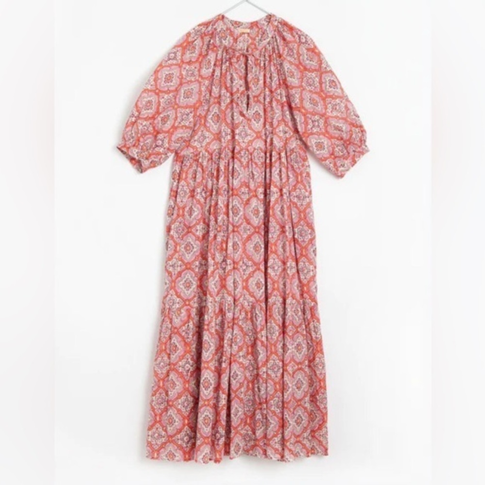 Matta New York Size XS • Pink Katia Diu Peasant Boho Long Sleeve Short Dress.